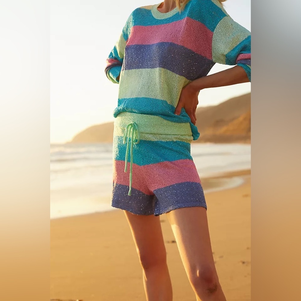 BEACH RIOT Mod Stripe Cover Up Shorts S NWT Sold Out